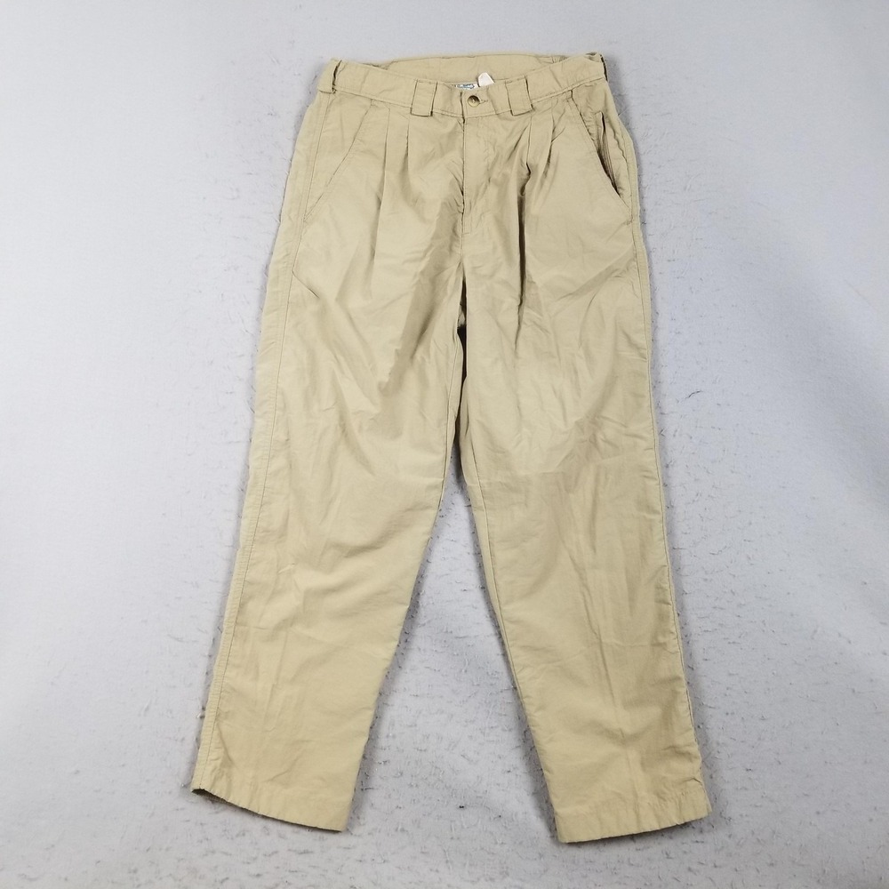 TravelSmith Pants Mens Medium Beige Pleated Khakis Elastic Waist Travel Casual